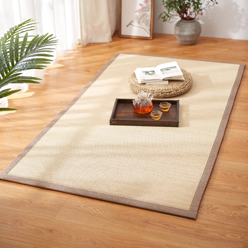 Living Room Anti-Skid Washable Home Floor Rug Rectangle Bamboo Carpet Japanese Tatami Mat Design Area Rugs Breathable Bedroom