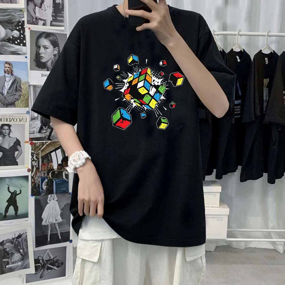 Exploding Rubix Rubiks Rubics Cube Present T Shirt Men Kawaii Cartoon Hip Hop Clothing Unixes Tshirt Funny T-shirt Male