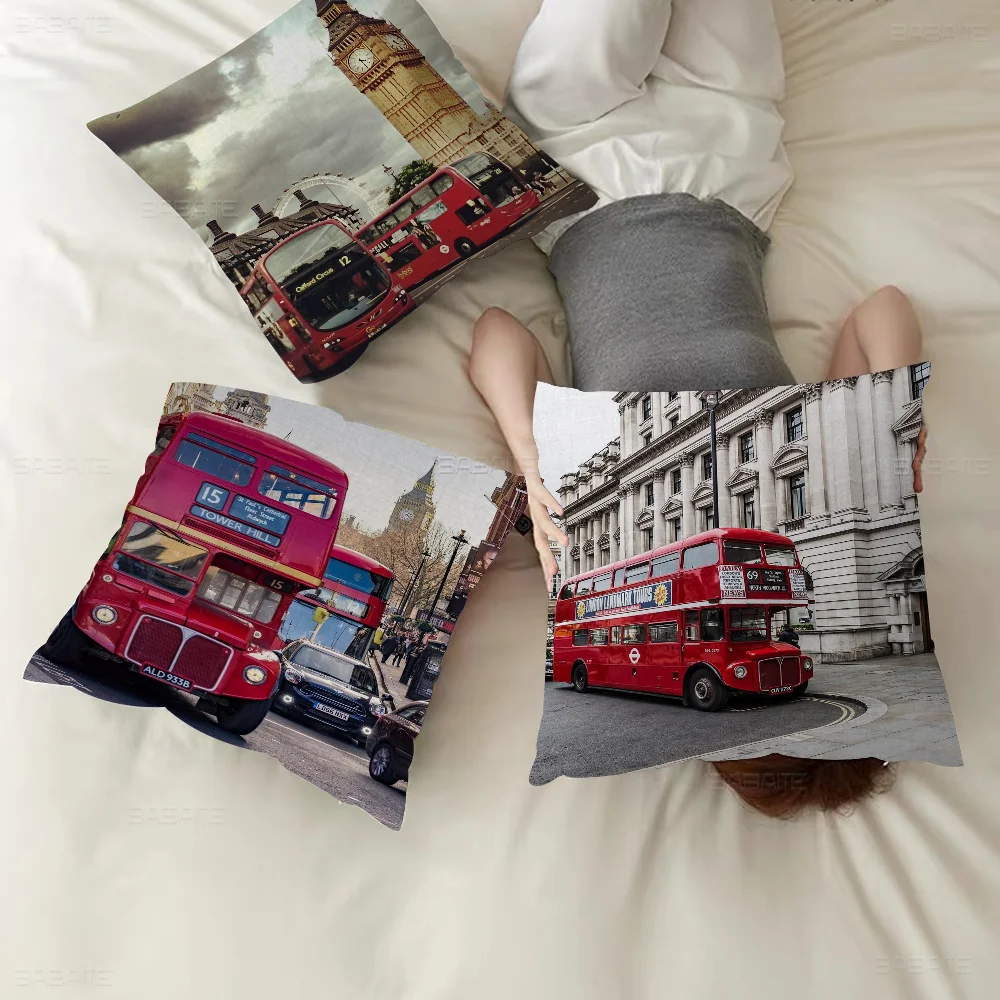 

Vintage london red bus Cushion Cover 30x50 Polyester Sofa Cushions Decorative Throw Pillows Home Decoration Pillowcover