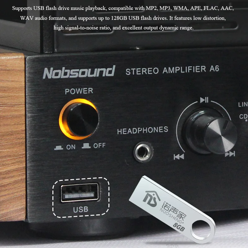 A6 Home Tube Power Amplifier Bluetooth 5.3 Bass Treble Adjust Audiophile 24bit 96KHz Digital Optical Fiber Coaxial Inputs