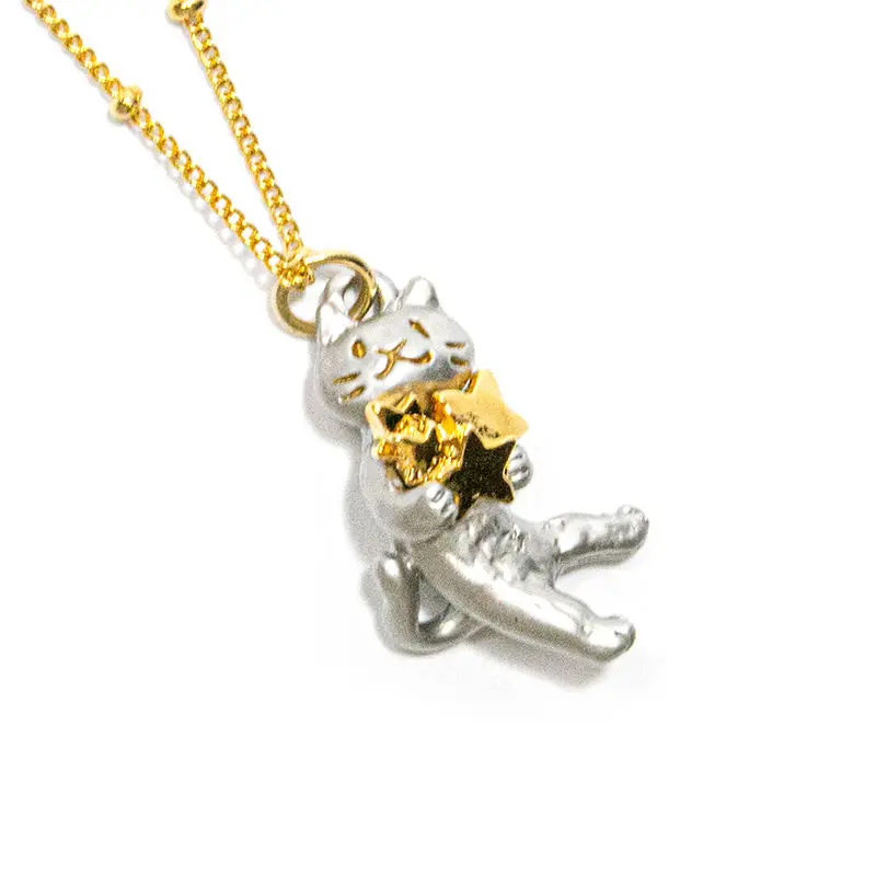 

New 2023 Fashion Gold Color Kitty Necklace Unisex Long Pendant Banquet Jewelry Accessories Gift