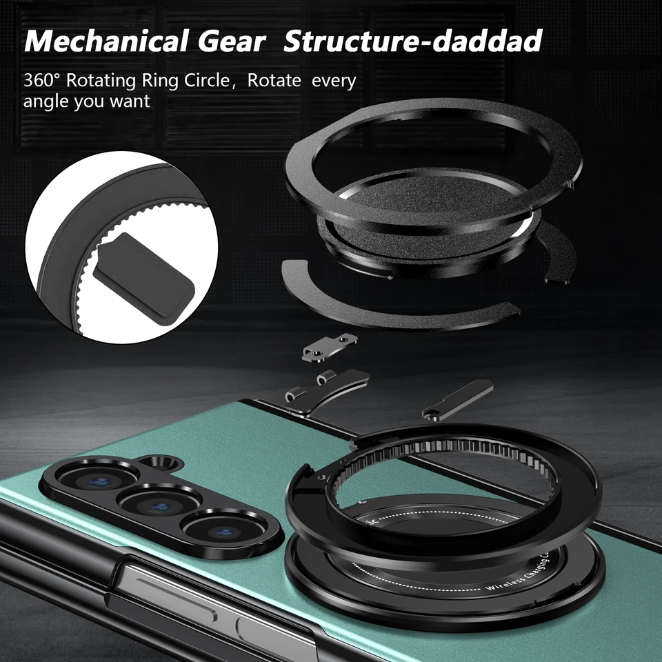 Funda VIETAO de Aleación de Aluminio y PC para Z Fold 8, con Soporte Metálico Magnético Rotatorio 360° para Galaxy Z Fold 7/6/5/4 4