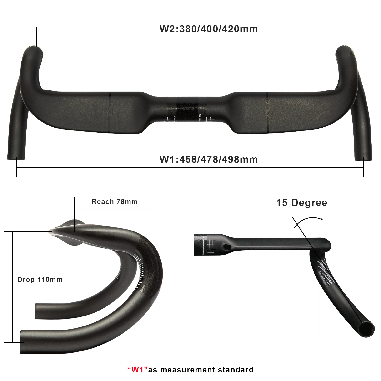 Manillar de bicicleta de grava, manillares de carretera de carbono de velocidad, RXL SL,31,8mm, enrutamiento interior, barra doblada de caída de bicicleta de carreras, 458/478/498mm