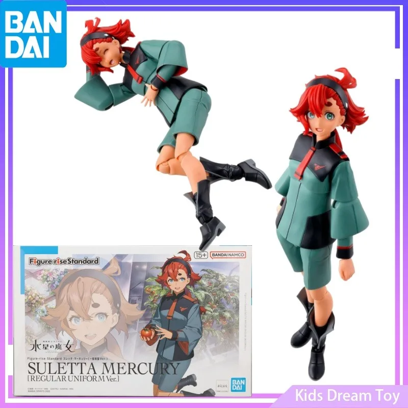 Bandai-figura de aumento estándar de GUNDAM, SULETTA MERCURY, uniforme REGULAR Ver. Figuras de acción coleccionables, Juguetes