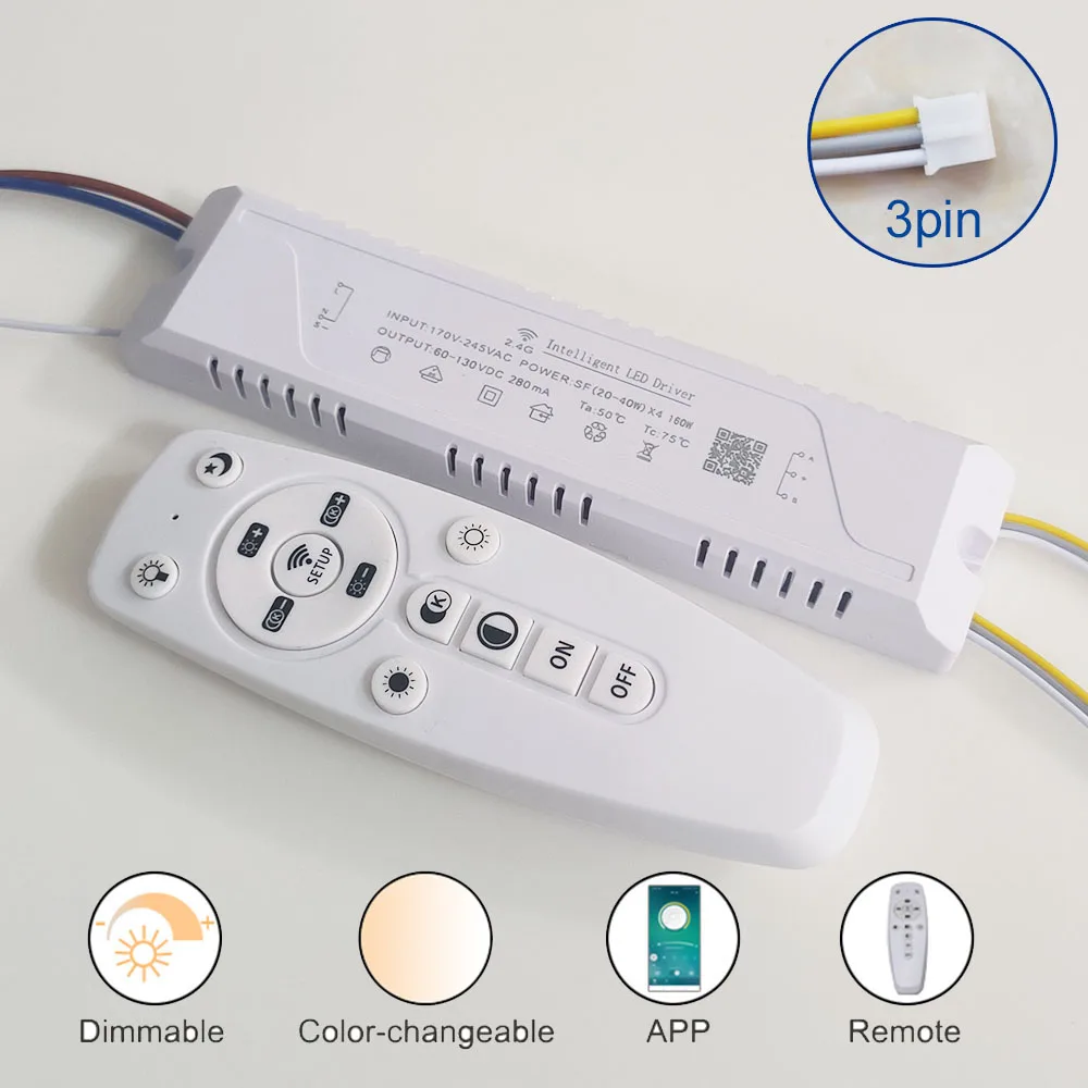 Sterownik z opcją ściemniania LED inteligentny transformator żyrandolowy 2.4G zdalne i kontrola aplikacji zasilanie może być używane na podwójne