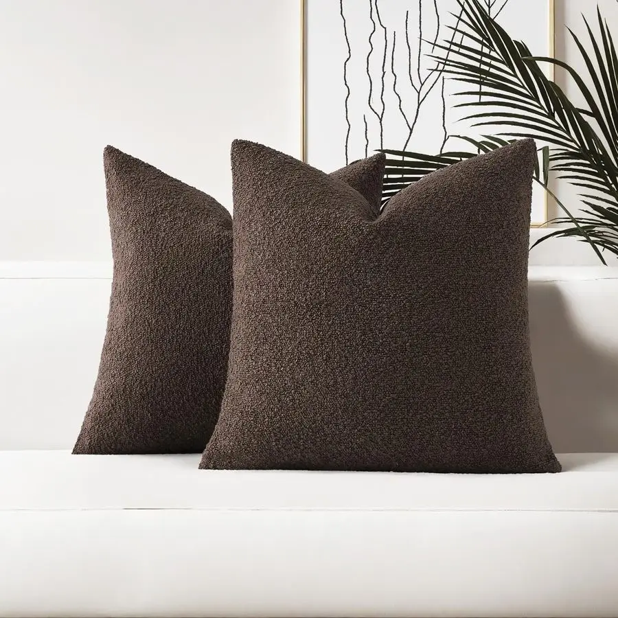 

Набор из 2 декоративных наволочек 26x26 см, мягкие и уютные текстурированные чехлы из букле для дивана, домашний декор для дивана, кровати, гостиной, темно-серый