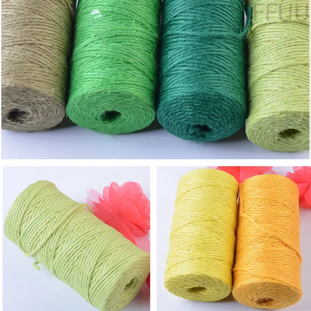100M/Roll Colorful Jute Twine Natural Vintage Jute Rope Cord String Twine Burlap Ribbon Craft Gift Wrapping Wedding Party Decor
