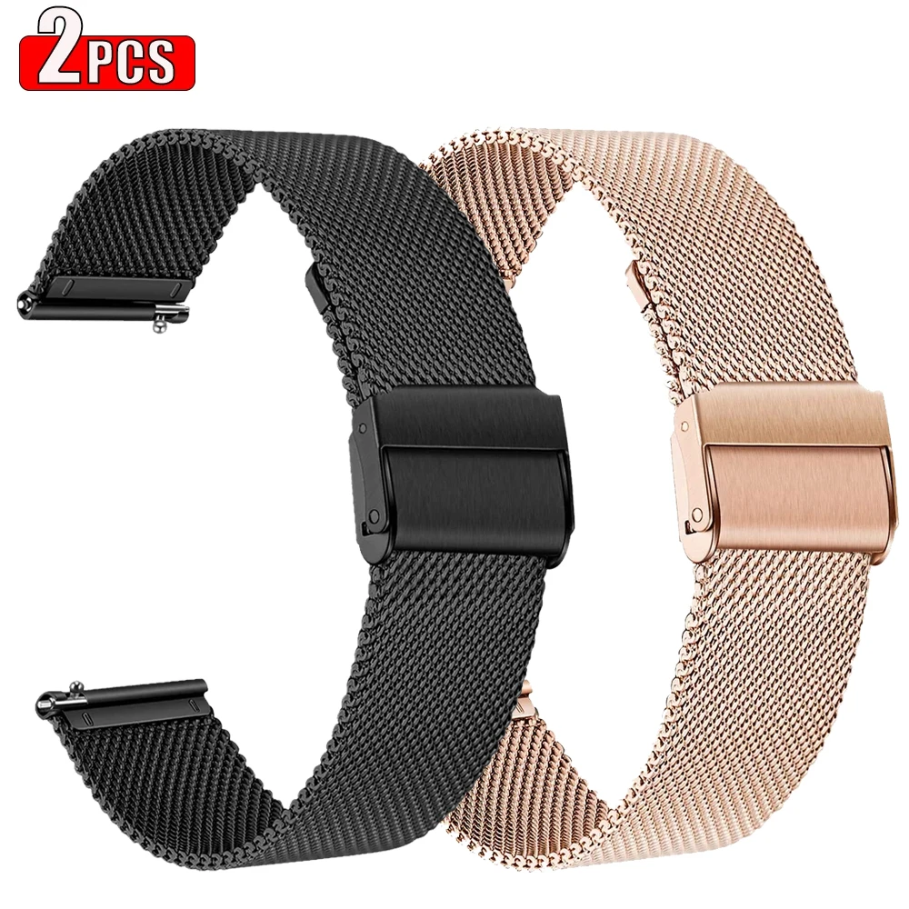 สายโลหะ 2 ชิ้น สำหรับนาฬิกา Huawei Watch 5 4 Pro GT 5 4 3 42 46 มม. สายสแตนเลสสตีล GT2 GT2 Pro 20 มม. 22 มม. สายรัดข้อมือสำรอง
