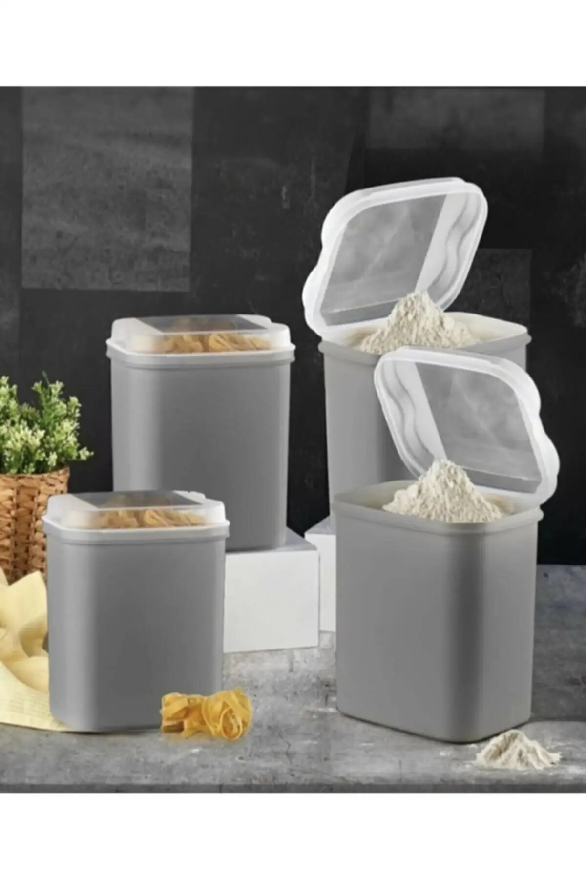 

DOLBOVI 6 pcs 4.5 Lt gray fairy fairy tale flour and storage container