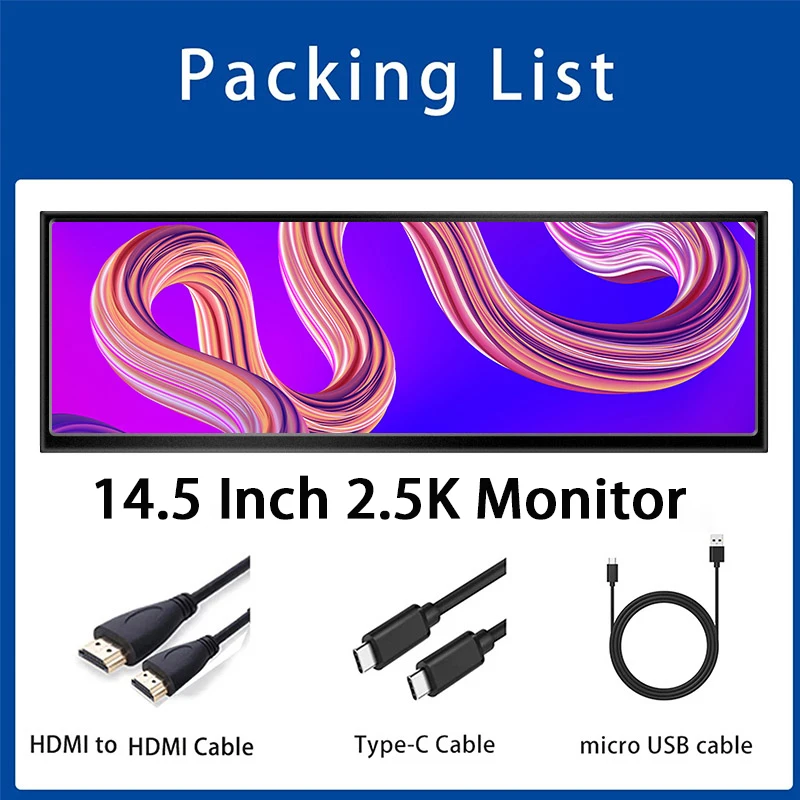 Imagem -03 - Monitor Touchscreen de 12.3 14.5 Polegadas Hdmi e tipo c 1920x720 2.5k Display Ips Barra Lcd Display de Temperatura do Computador Widescreen