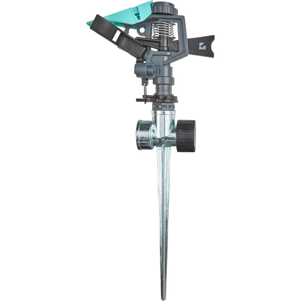 irrigatore da giardino a impatto per pulsazioni su punta metallica 300008, regolabile a 360 gradi