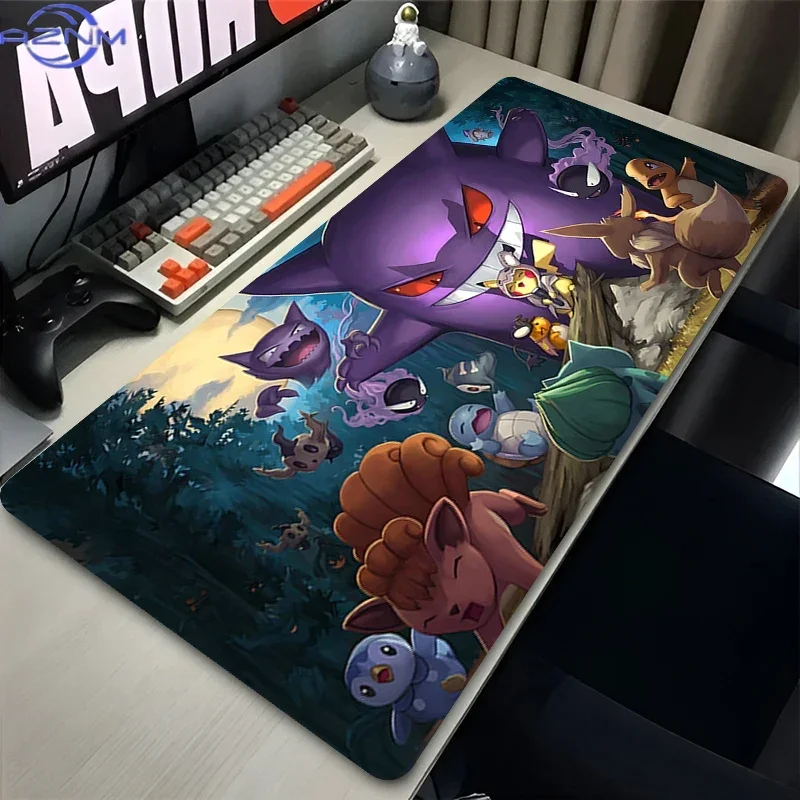 Mouse Pad Computer Laptop Accessories Anime Gengar Keyboard Mouse Mat Large Mousepad Gamer Desk Mat P-Pokemon Pikachu Mouse Pads