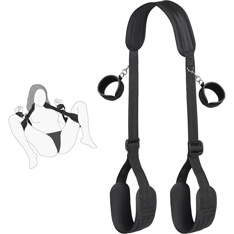 SM الكبار زوجين لعبة الجنس عبودية BDSM عدة قيود السرير مجموعة أصفاد الرقبة الفخذ الكاحل قابل للتعديل لعبة الجنس للنساء لا هزاز