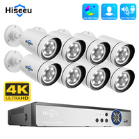 Hiseeu 4K 8MP PoE CCTV Security Camera System Video Surveillance Kit Two Way Audio Color Night Vision Outdoor IP Street 8 Ports