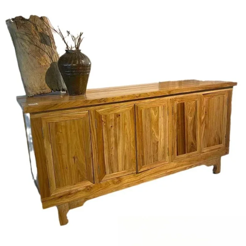 Old elm dining side cabinet, household small apartment low cabinet, washing table hotel bed and breakfast side cabinet