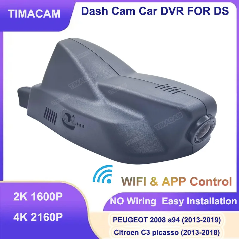 

TIMACAM 4K 2160P Dash Cam Dual Cameras Camera 2K Car DVR Video Recorder for PEUGEOT 2008 a94 For Citroen C3 Picasso 2013-2019