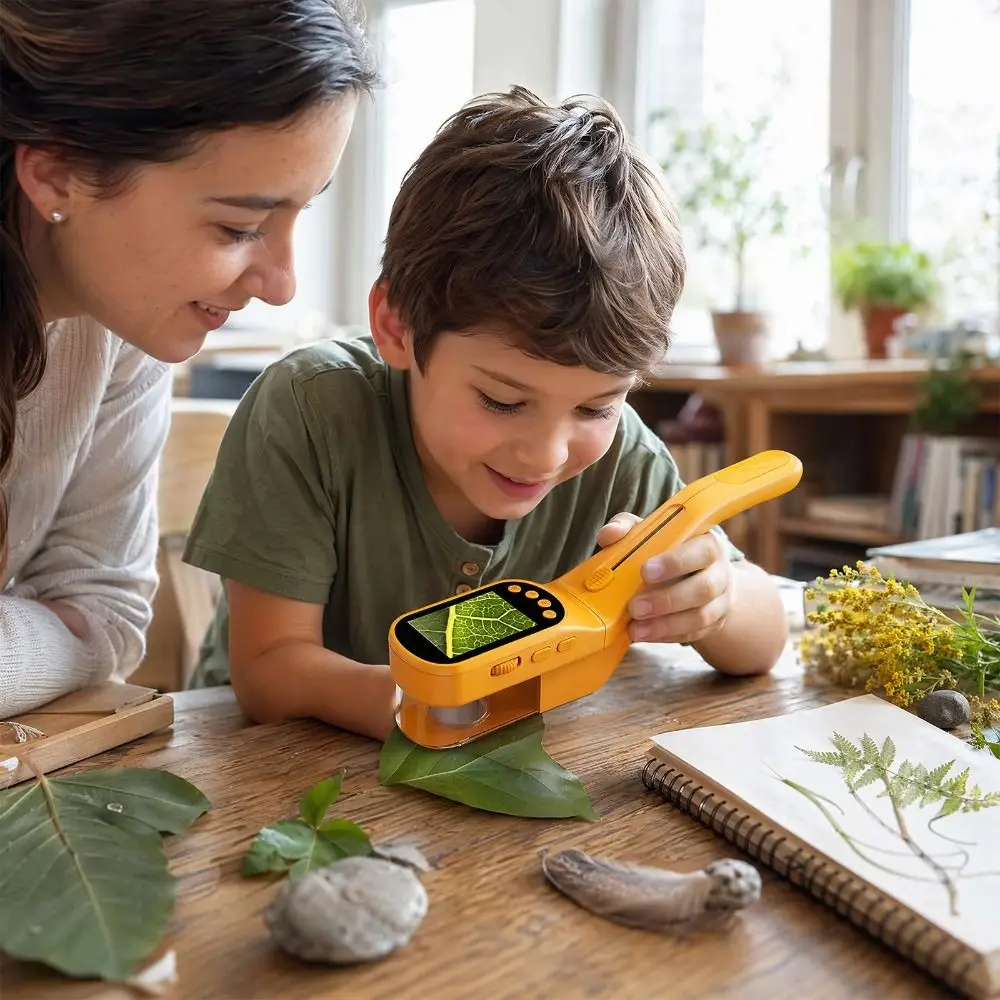 8 LED Fill Light Microscope 2.4Inch Screen Photo Video Record Bug Catcher Microscope IPS Screen Magnifying Function