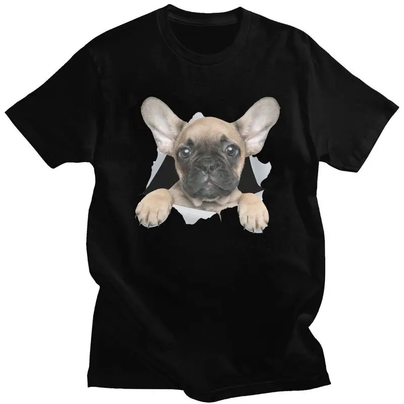 Custom Mens Cute French Bulldog T Shirt Short-Sleeve Cotton Tshirts Classic T-shirt Casual Frenchie Dog Tee Slim Fit Clothes