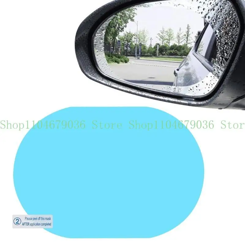 652F 2Pcs Car Rainproof Film Stickers Rearview Mirror Anti Fog Waterproof Clear Film