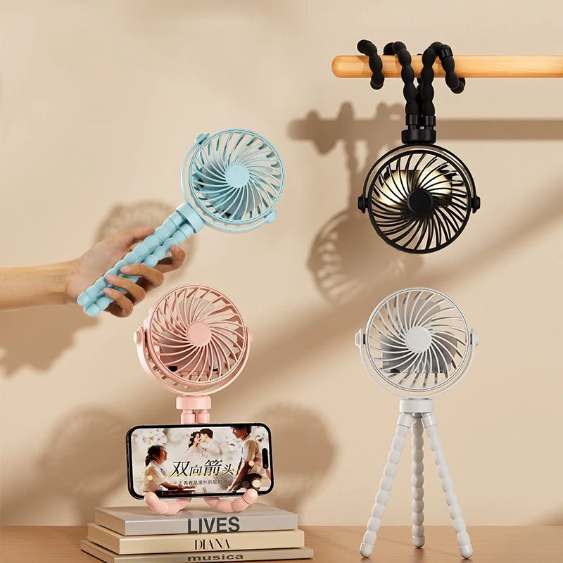 

Baby Stroller Fan Student Portable USB Rechargeable Tripod Clip-on Octopus Fan Multi-functional Mini Fan for Stroller