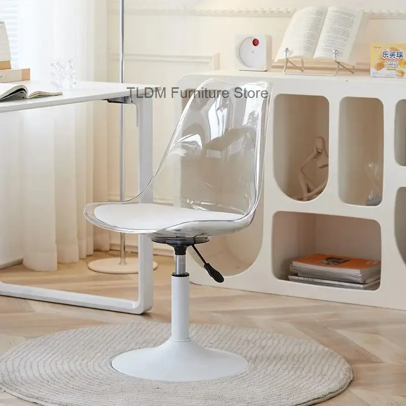 Desk Dressing Transparent Comfortable Lift Computer Stool Front Chair Family Cashier Bench Makeup Swivel Chairs