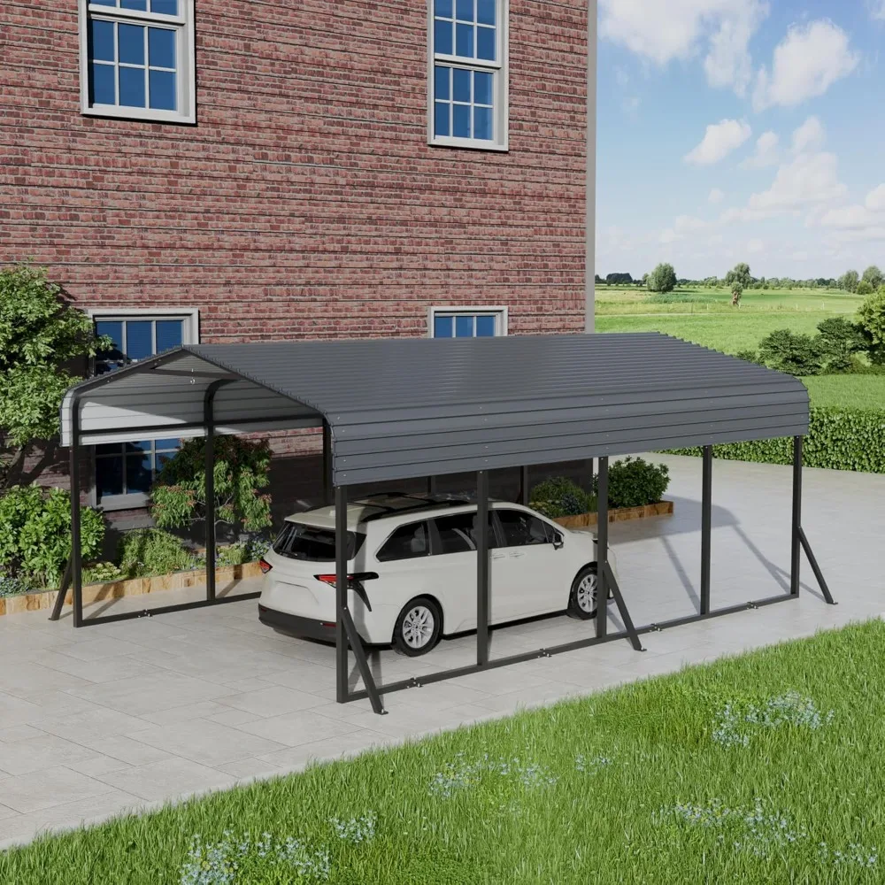 

12x20 Ft Metal Carport, Heavy-duty Carport, Galvanized Steel Roof and Reinforced Base, Upgraded Large Outdoor Awning