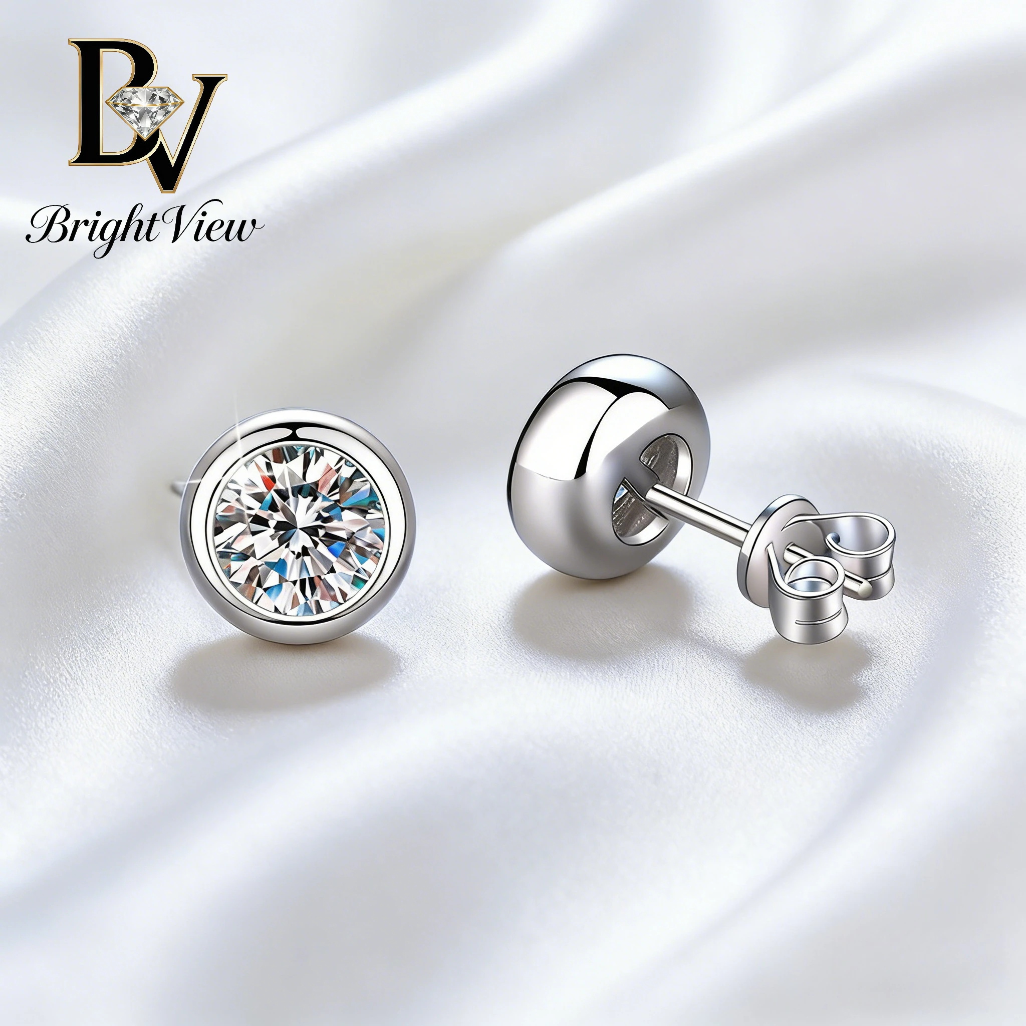 

S925 Sterling Silver Bubble Stud Earrings for Women Men Round Moissanite Diamond Hypoallergenic Unisex Jewelry