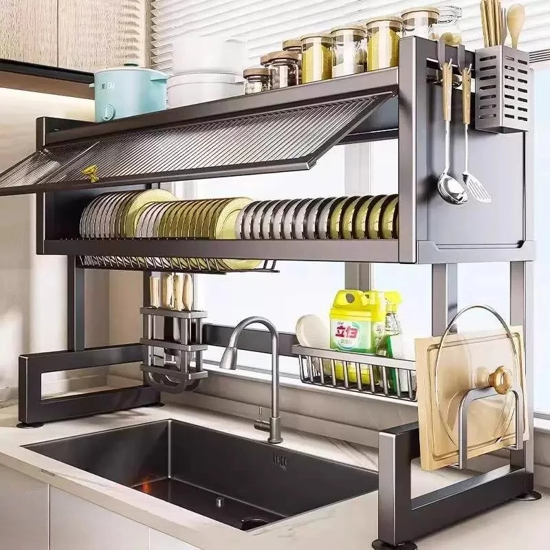 Pot rack, shelf, cabinet, layered rack, sink, pot, dish rack, household artifact