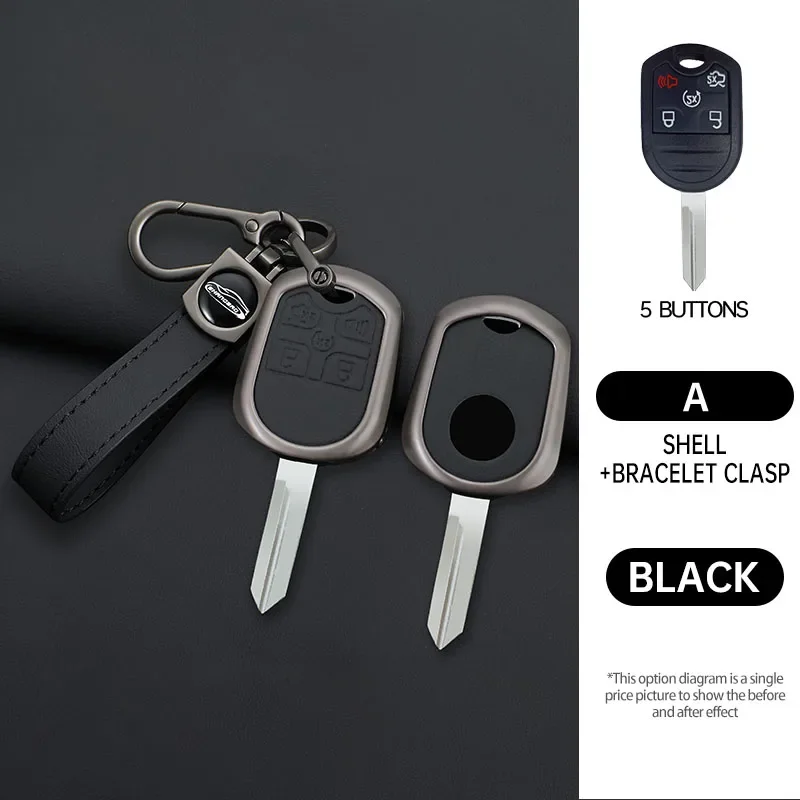 Car Flip Key Case Cover Holder For For Ford Edge Explorer Ranger Expedition Mustang Escape Taurus Flex Focus Fusion 5Buttons