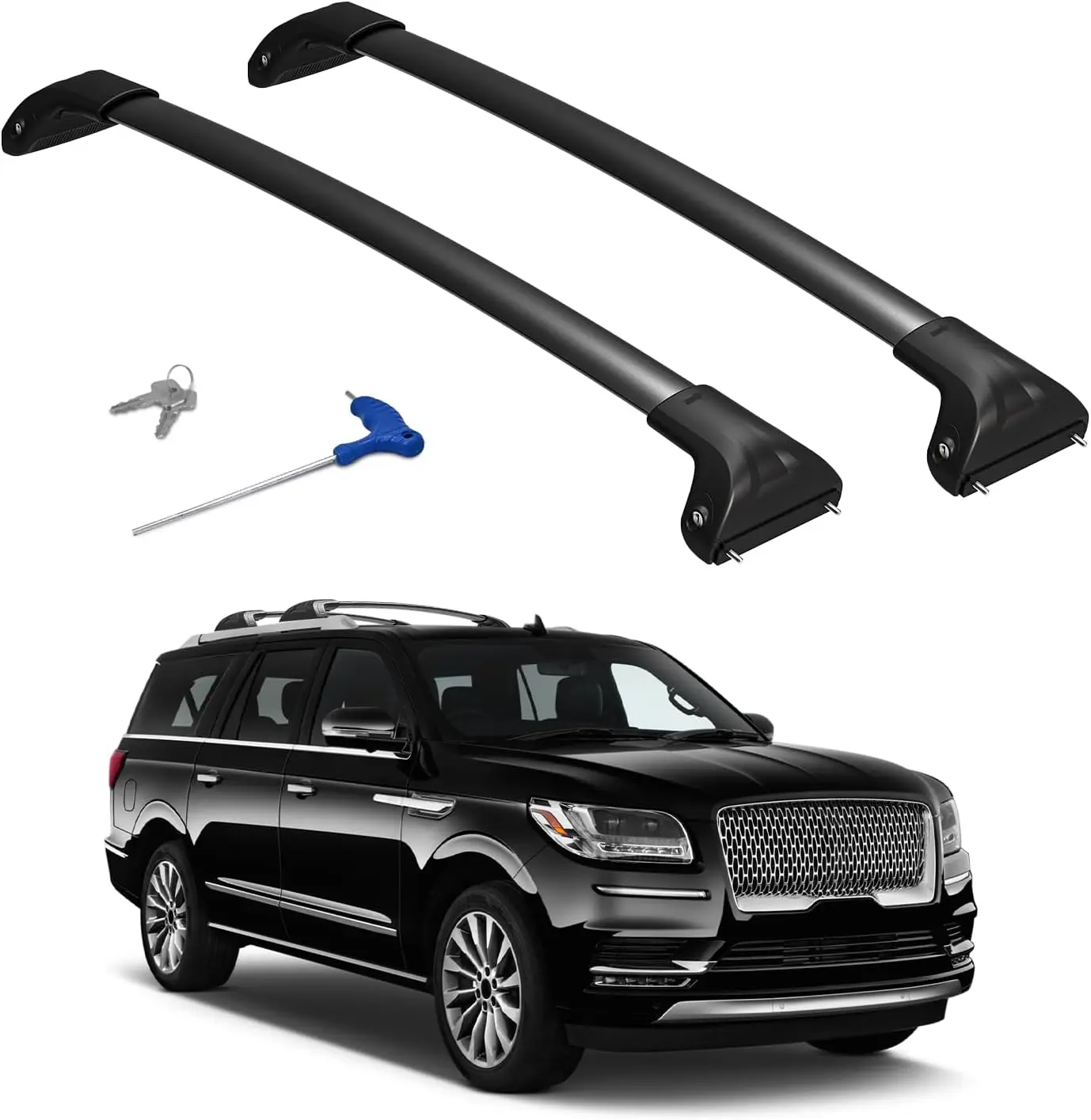 For Ford Expedition/Max 2018 - 2026 & Lincoln Navigator 2018 - 2024, Aluminum Roof Rack Cross Bars, Silver, 300lbs Capacity