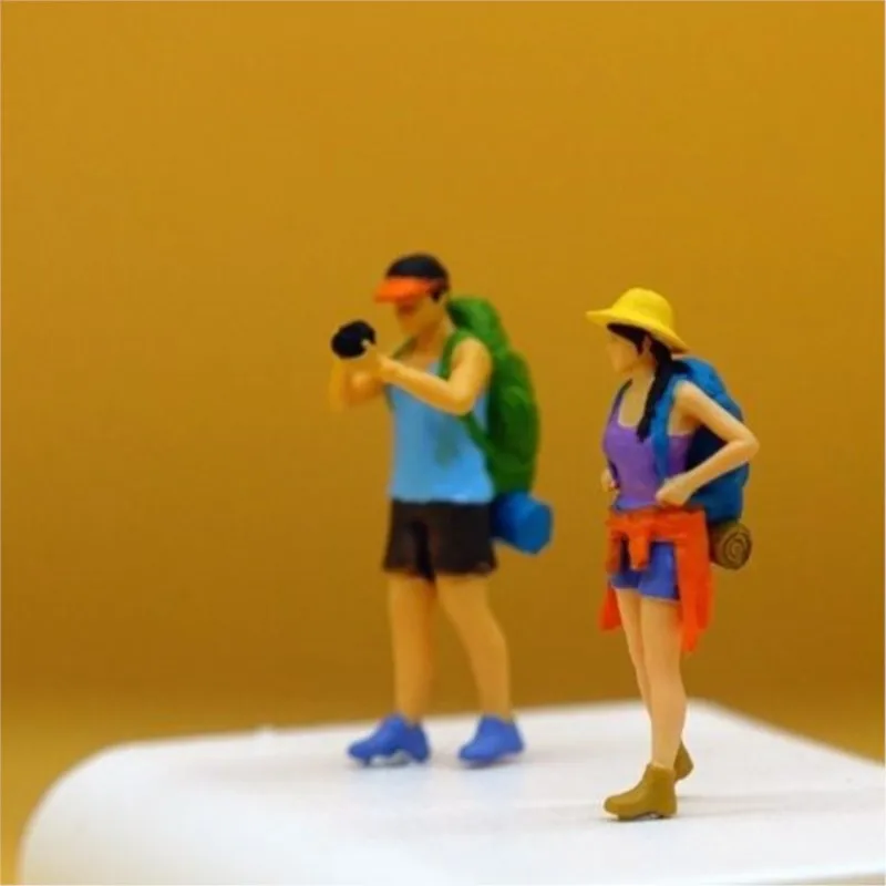 2026 New Miniature Couple with Backpack Character Shaped Doll Creative Simple Height2cm/2.8cm Person Doll Small Ornament LI952