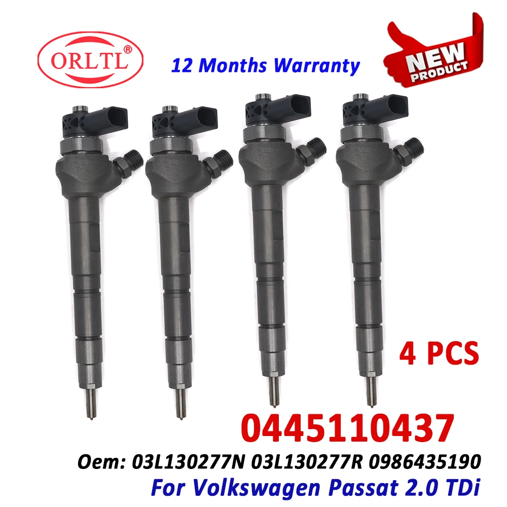 

4 PCS New Diesel Injector 0445110437 Fuel 0445110429 Nozzle 03L130277N 03L130277R For Volkswagen Passat 2.0 TDi 0 445 110 437