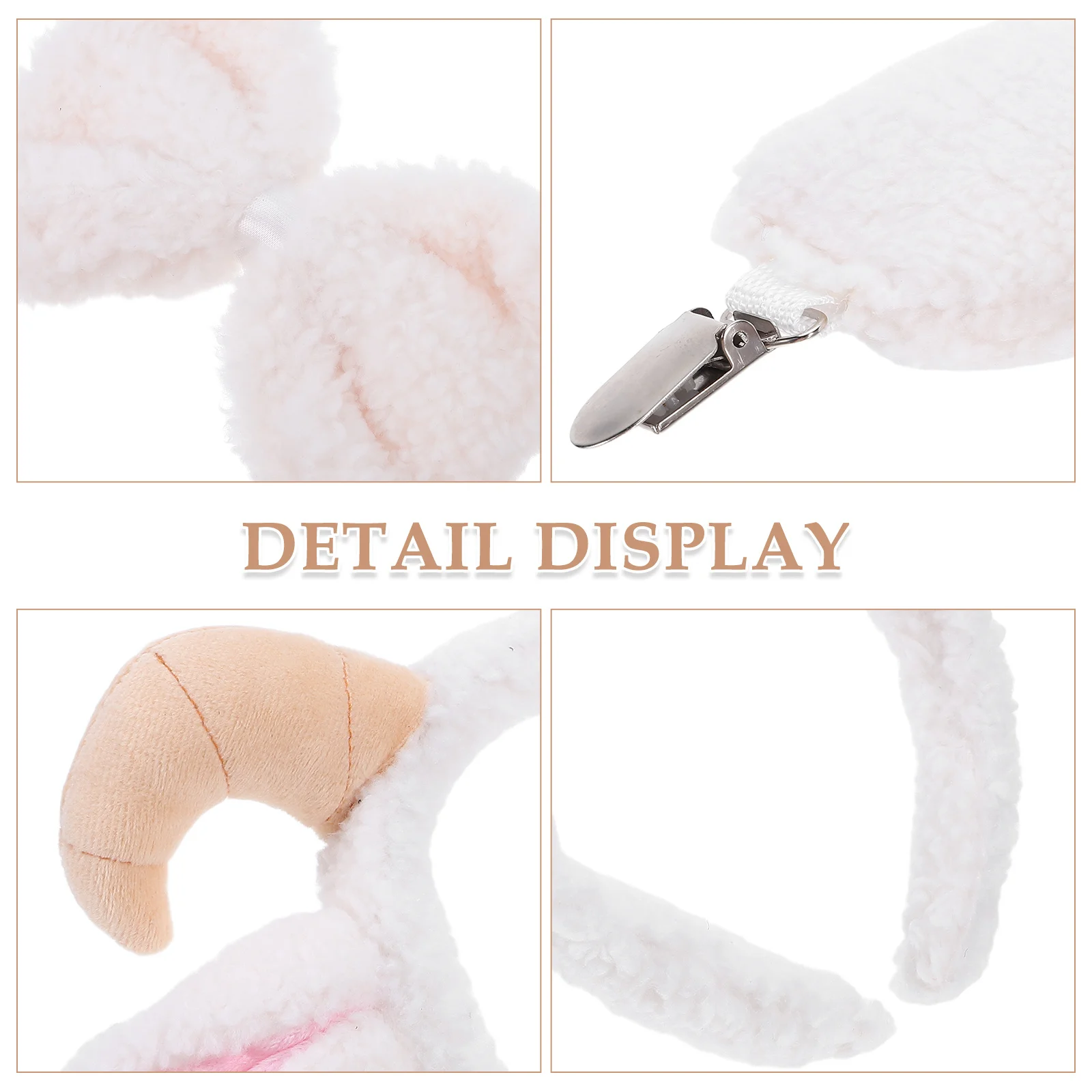 1 Set Animal Lamb Costume Set Goat Ears Headband Clip On Tail Curved Sheep Horns Lamb Nose Face Piece For Party Cosplay Farm