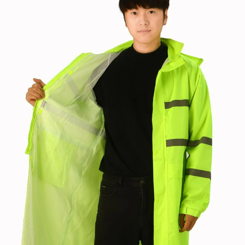 معطف واق من المطر من قطعة واحدة عاكس للصرف الصحي، ملابس واقية آمنة ممتدة وسميكة ومقاومة للعواصف