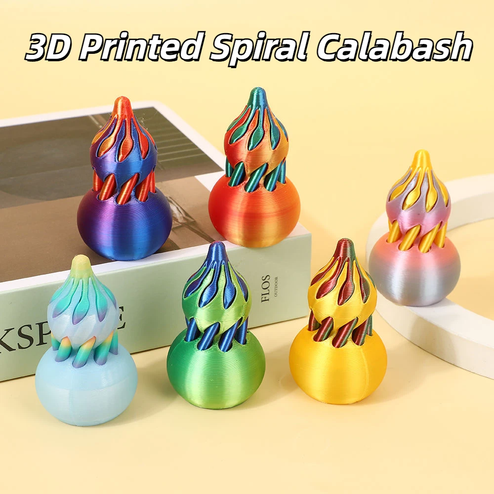 3D Printed Spiral Toys PLA Rotational Calabash Fingertip Ornament Two Color Vortex Stress Relief Toy Pyramid Home Decoration