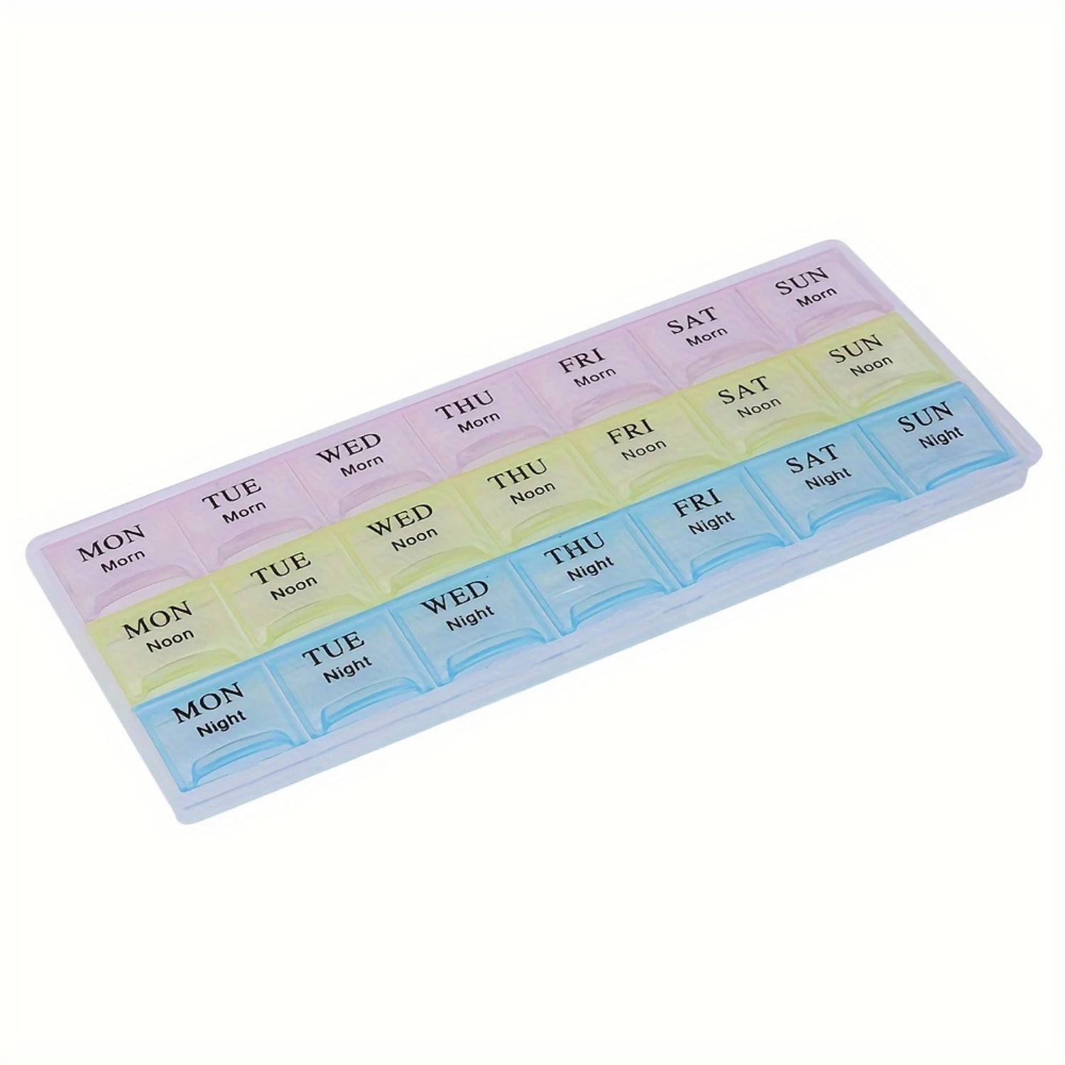 2pcs 7-Day Pill Organizer Box, Weekly Transparent Pill Case, 21-Compartment With Secure Lid, 8.58 X 3.5 X 0.87 Inches, Medicine 