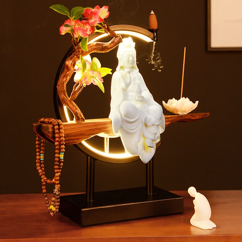Zen-Inspired Decor Piece: Guanyin , Avalokiteshvara Bodhisattva, Living Room Buddha Statue Decoration, Home Worship O