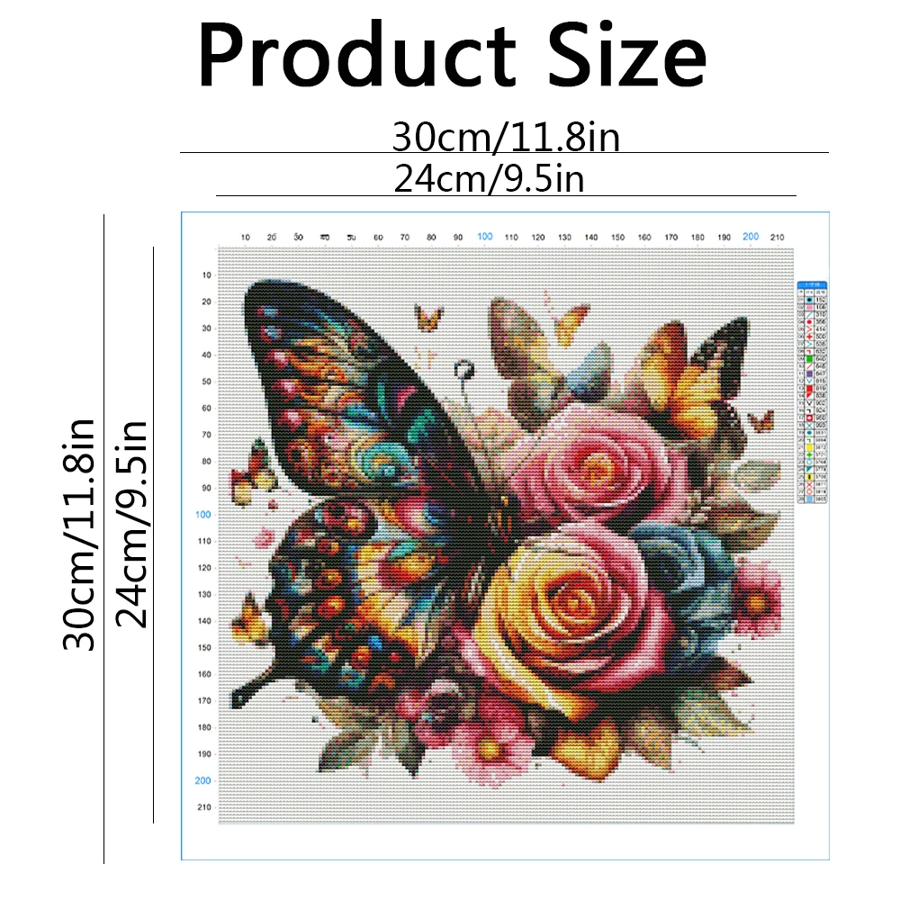 لوازم التطريز على شكل فراشة من مومورت، قماش مطبوع على شكل حيوانات، 11 قيراط، يمكنك صنعها بنفسك، غرز متقاطعة، تطريز على شكل زهرة الورد، حرف يدوية #2