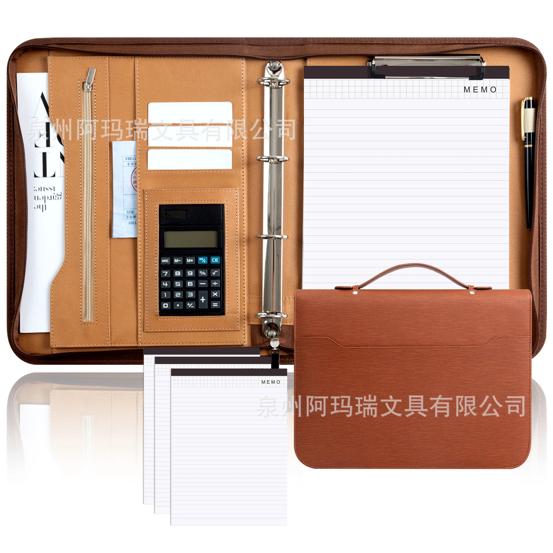 A4 Multi-functional Leather File Folder Business Office Document Folder Detachable Pages For Contracts Other Papers