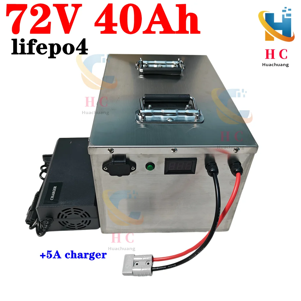 24S 72v 40ah lifepo4 lithium phosphate battery pack BMS for 5000w 3500w bicycle bike escooter Forklift vehicle +5A charger