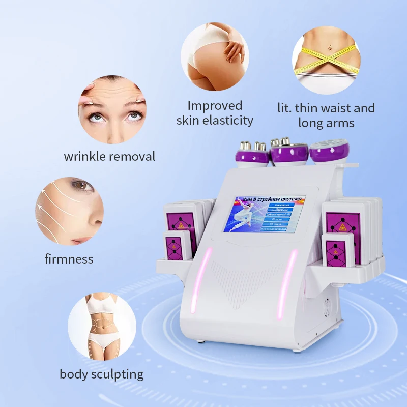 6 In 1 80K frequency ultrasonic cavitation body vibration massager Vacuum RF laser molding machine