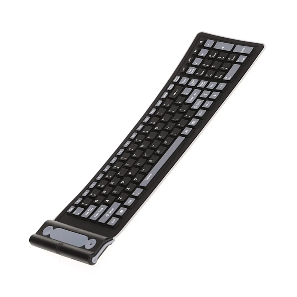 Silikon-Funktastatur, 107-Tasten, USB-kompatible Systeme, faltbar, wasserdicht, staubdicht, schwarze Tastatur