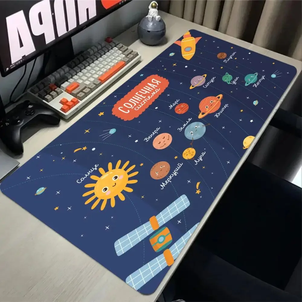 

Gaming Laptop Rubber Mousepad Glass Cabinet Pc Mat Accessory Cartoon Universe Starry Sky Family Gamer Keyboard Computer Desk Pad