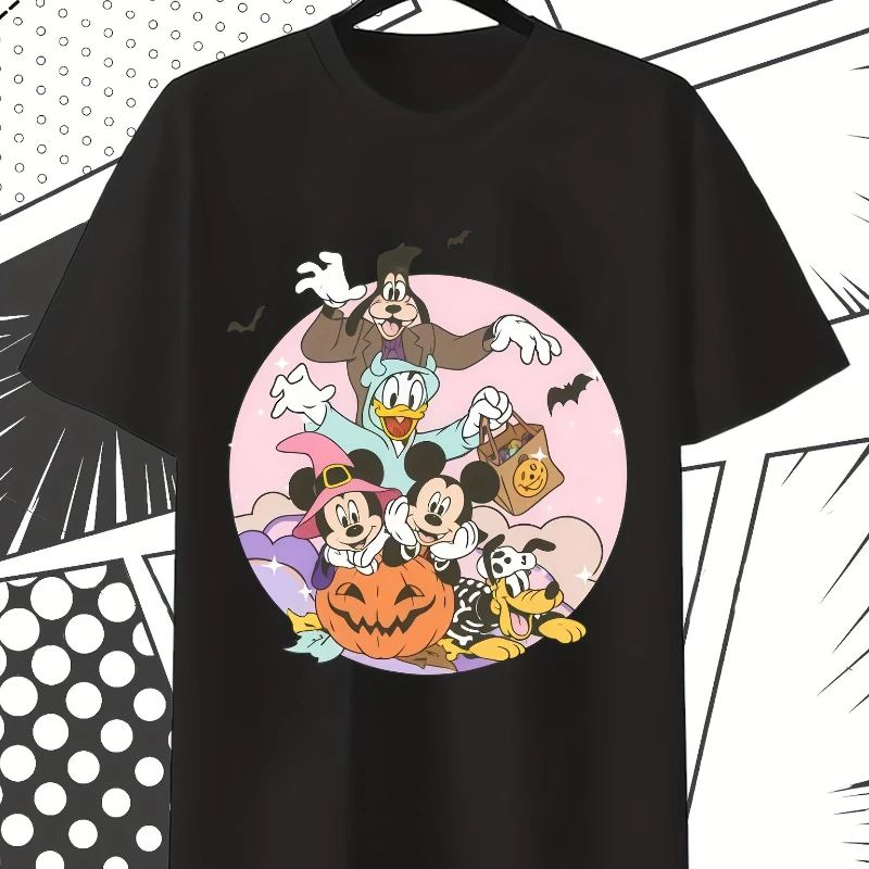 تي شيرت صيفي ديزني "كابوس قبل عيد الميلاد" - تي شيرت كبير جدًا مستوحى من ميكي وأصدقائه بنمط طباعة #1