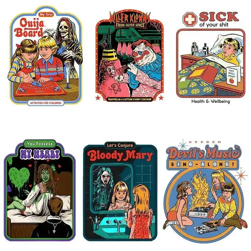 Europe Dark Humor 'EXPRESS YOUR FEELINGS' Heat Transfer Iron On Patches Thermo-Stickers for Children Stripes Appliques