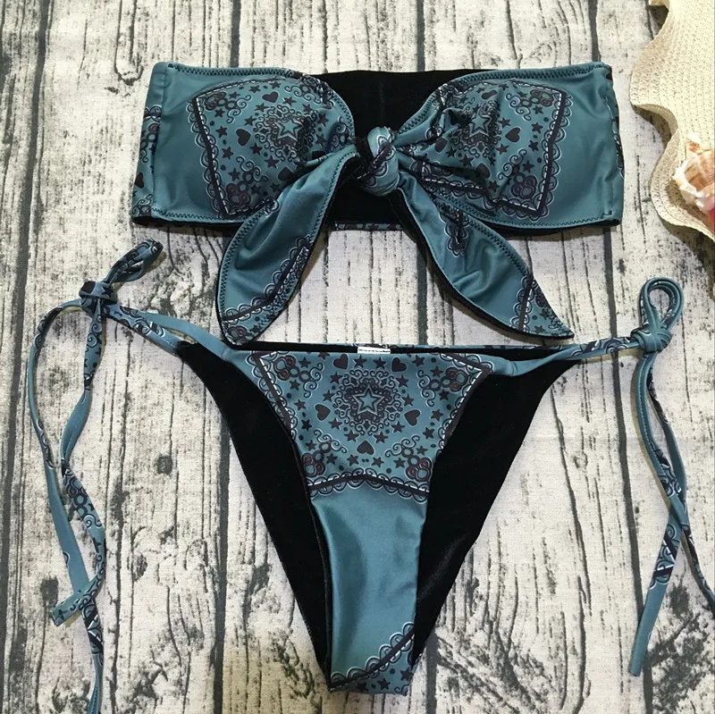 ชุดว่ายน้ําสตรี 2024 หญิง Tankini VINTAGE พิมพ์ชุดว่ายน้ําเซ็กซี่บิกินี่ Hot Spring 2 ชิ้นชุดว่ายน้ําชุดบิกินี่