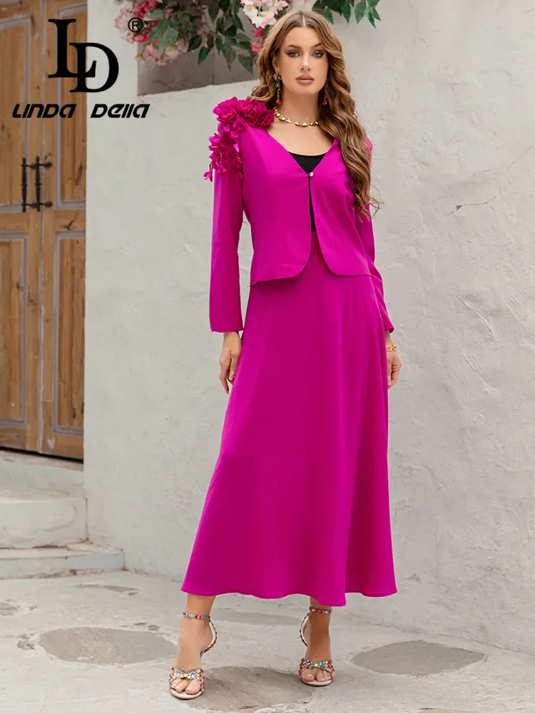 

Новинка 2025: Элегантный женский комплект LD LINDA DELLA – топ с V-образным вырезом, объемными цветами и одной пуговицей, длинными рукавами + юбка-клеш, фиолетовый