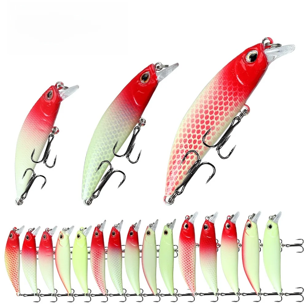 

5PCS Set Glow Minnow Lure For Bass/Perch Fishing Long Cast Bait Pink Luminous Material Full-Body Phosphorescent Coating