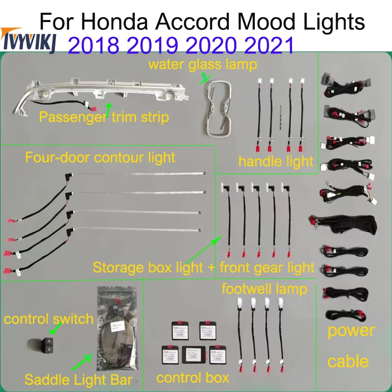 

TVYVIKJ For Honda Accord 64-color atmosphere light WeChat applet + APP control, mold bracket saddle light, water cup light