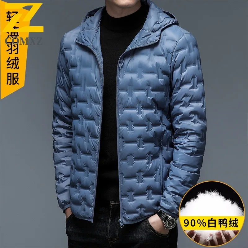 

COMXZ Men Puffer Jacket 90 Percent Duck Down Outdoor Ski Warm Parka Casual Stand Collar Street Fashion Lightweight Filler Down